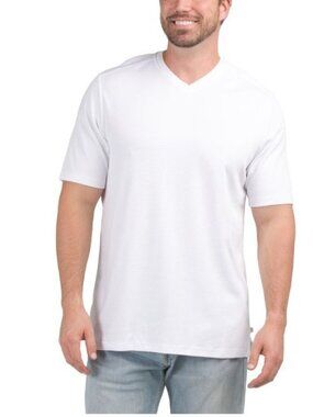 Tommy Bahama Mens White UPF Short Sleeve V-Neck Coastal Crest Top Sz 2XL Big New